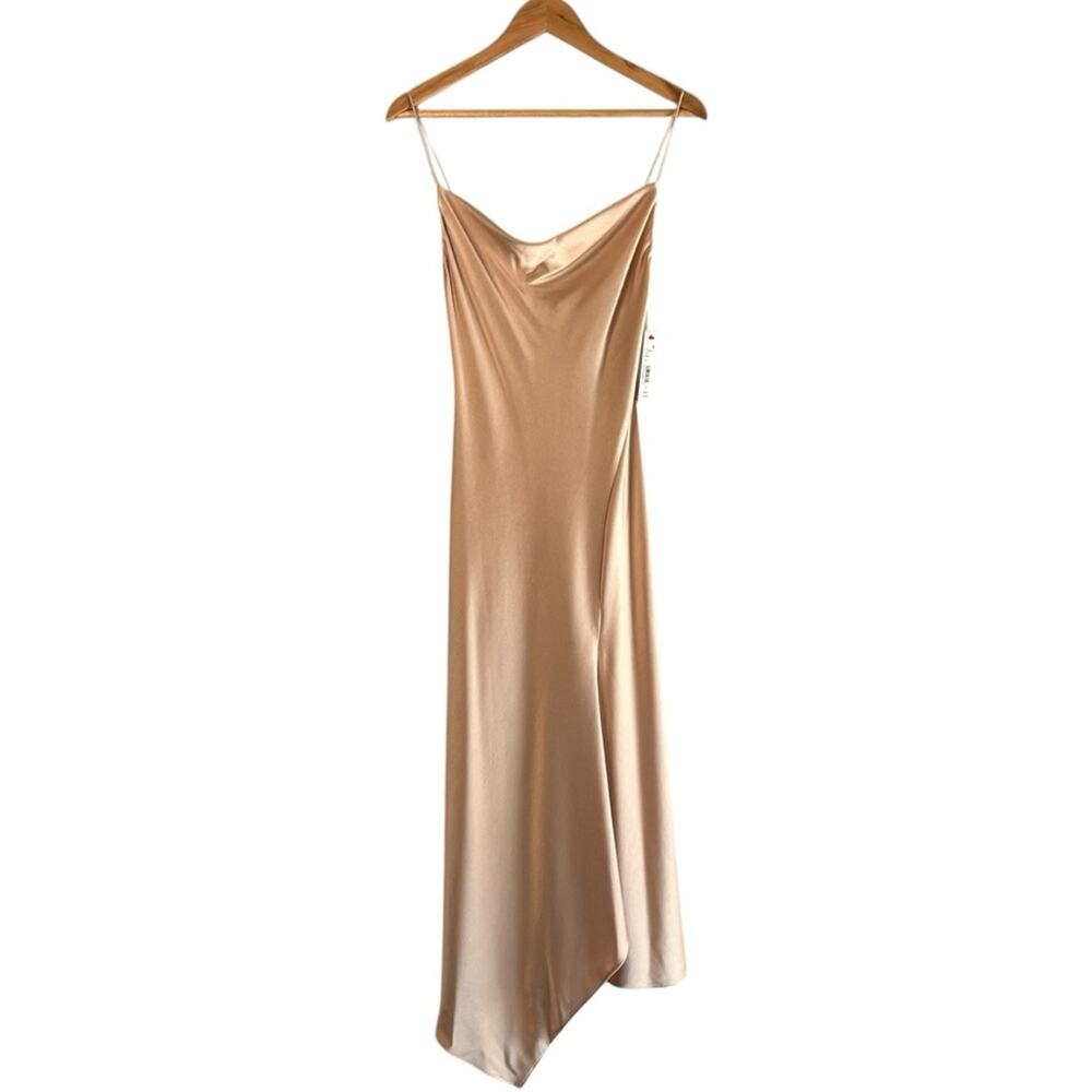 Alice + Olivia Harmony Drapey Slip Dress Size 4 in the color almond NWT - Picture 3 of 14